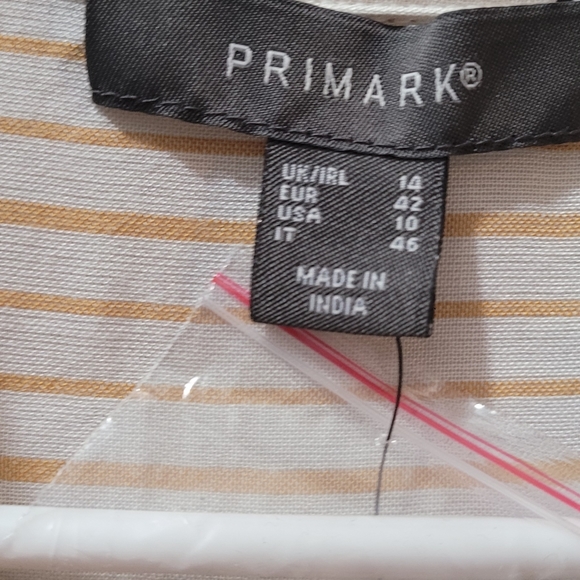 Primark WHITE & TAN Button Up 3/4 sleeve Blouse-Size 10 - Picture 3 of 6